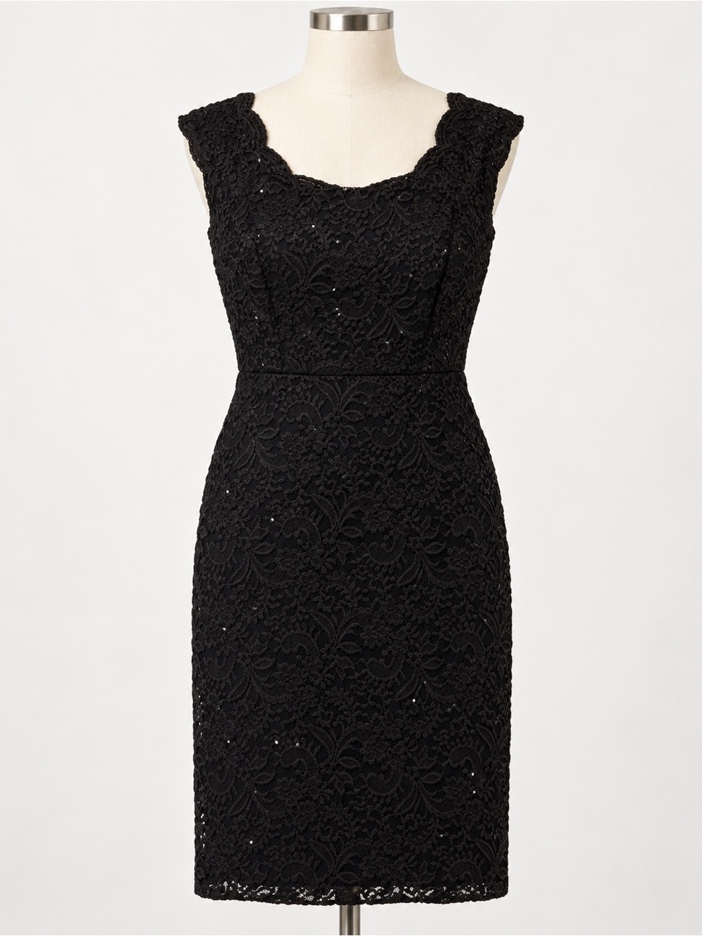 Black Lace Mini Dress with Cap Sleeves